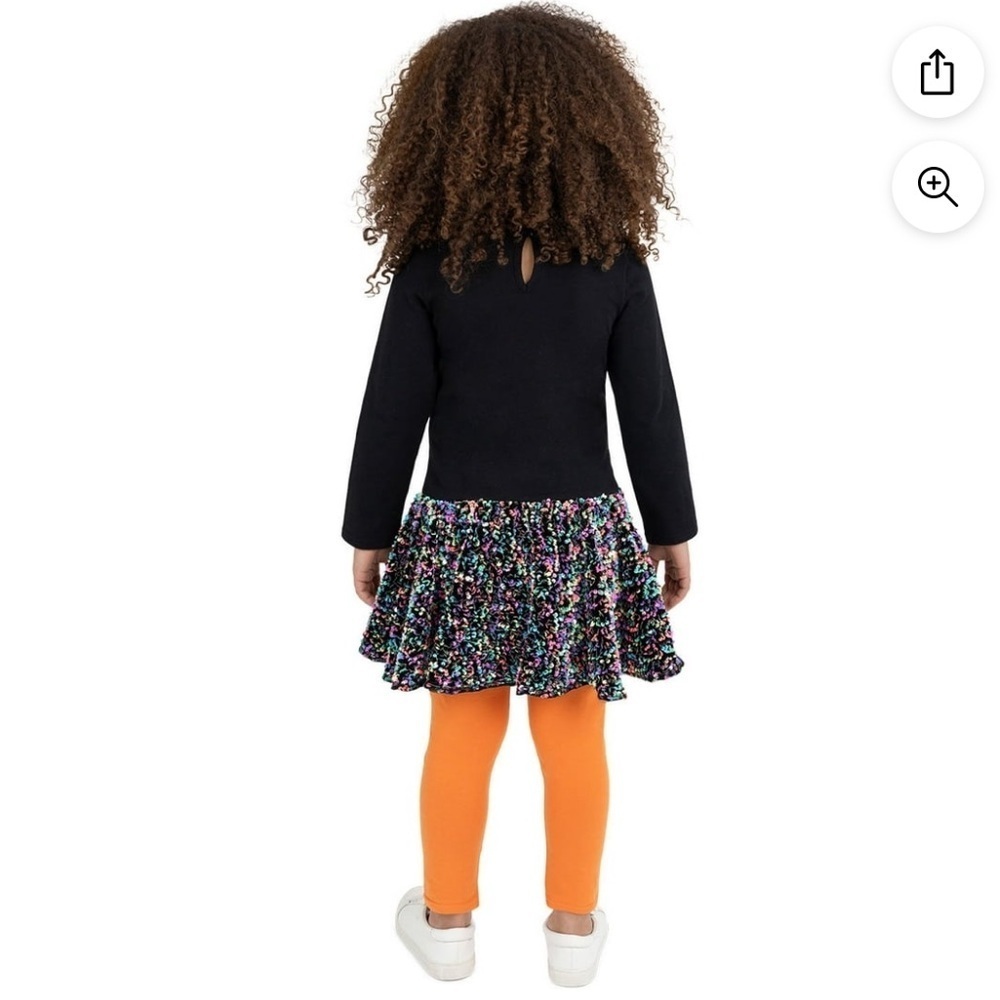 Kids Halloween Pumpkin Glitter and Sequins Matching Set - Black and Multicolor6X - Picture 2 of 8